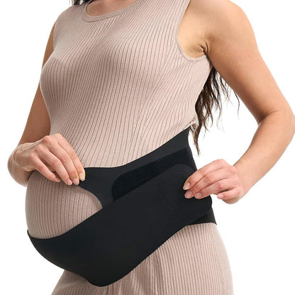 Pregnancy Belly Band One-Piece Invisible Support Belt for Abdomen and Waist Black
