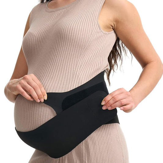 Pregnancy Belly Band One-Piece Invisible Support Belt for Abdomen and Waist Black