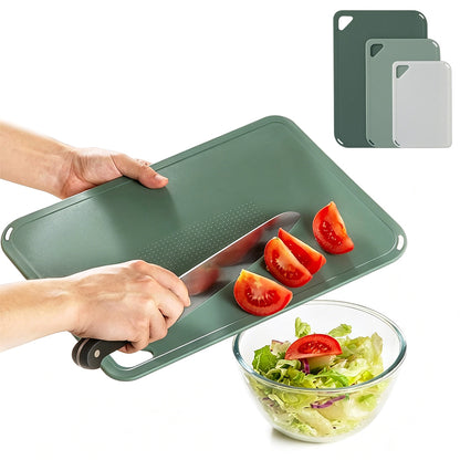 3 PCS Plastic Cutting Board Set with Hanging Loop -Green