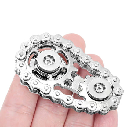 Bike Chain Fidget Toy Metal Spinner Stress Relief Focus Aid Silver