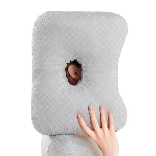 Ear Piercing Pillow with Hole Soft Ear Pillow for Side Sleepers Gray