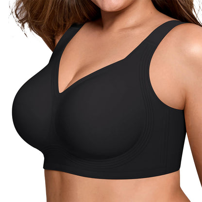 Full Coverage Seamless Wireless Plus Size Bra - Black