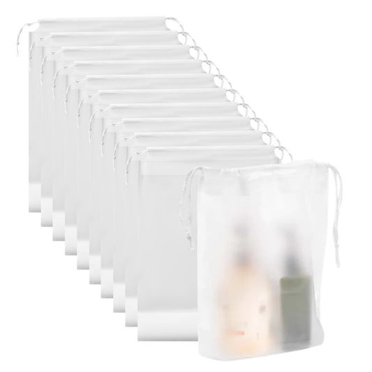 Clear Shoe Bags for Travel Waterproof Dustproof Drawstring Shoe Bags for Packing White