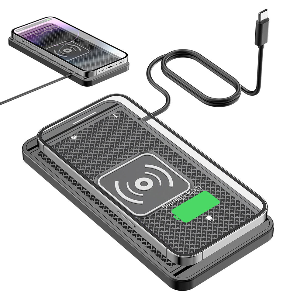 Universal Car Wireless Fast Charger Mat Non-Slip Charging Pad for Devices with Wireless Charging Function Type-C Style