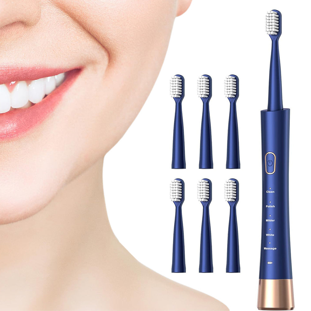 Electric Toothbrush for Adults ¨C Sonic Toothbrush with 6 Brush Heads and Smart Timer Blue