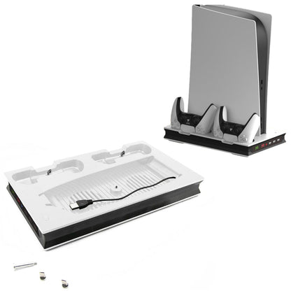 For PS5 Stand Cooling Fan with Dual Controller Charging Station White