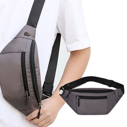 Unisex Waist Fanny Pack Multi-Pockets Running Bum Bag Gray