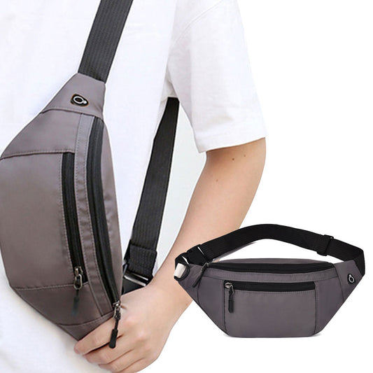 Unisex Waist Fanny Pack Multi-Pockets Running Bum Bag Gray