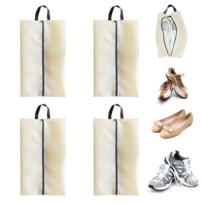 4Pcs Water-Resistant Travel Shoe Storage Bags-Cream