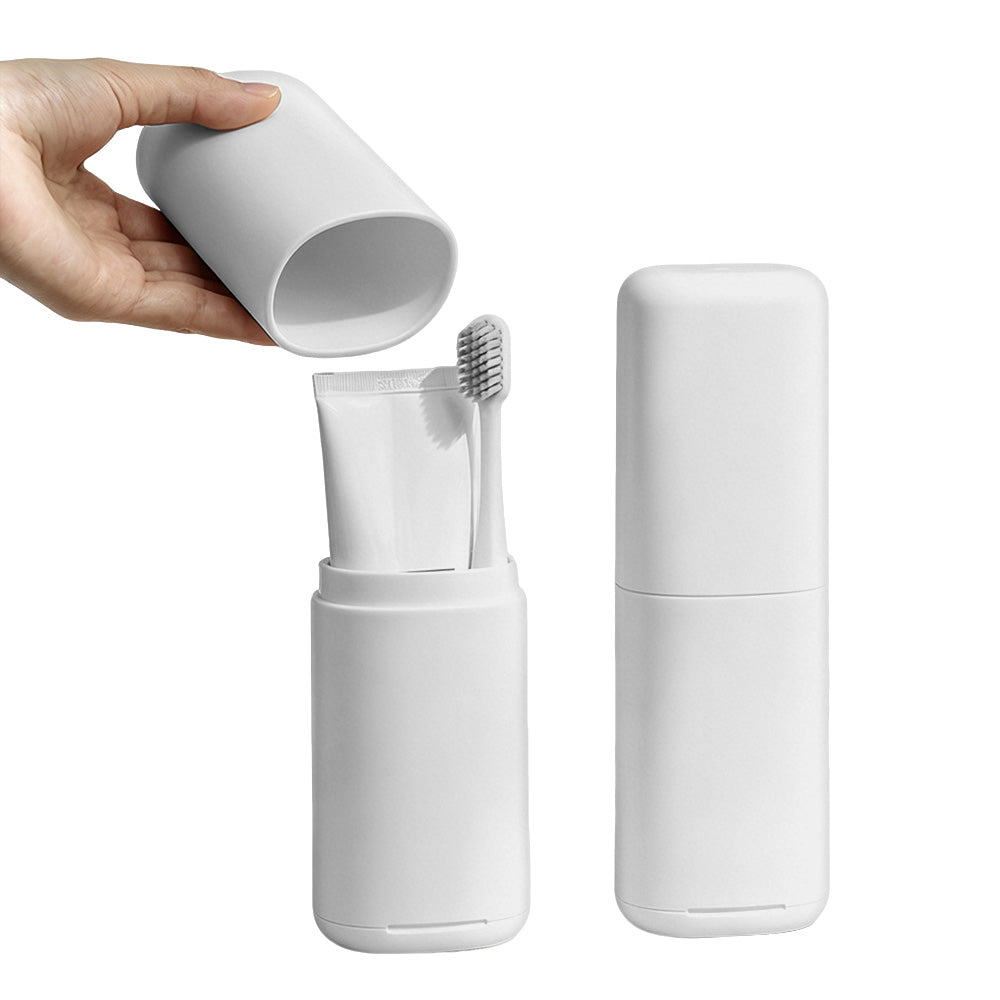 Portable 180 ml Travel Toothbrush Holder and Rinse Cup-Grey
