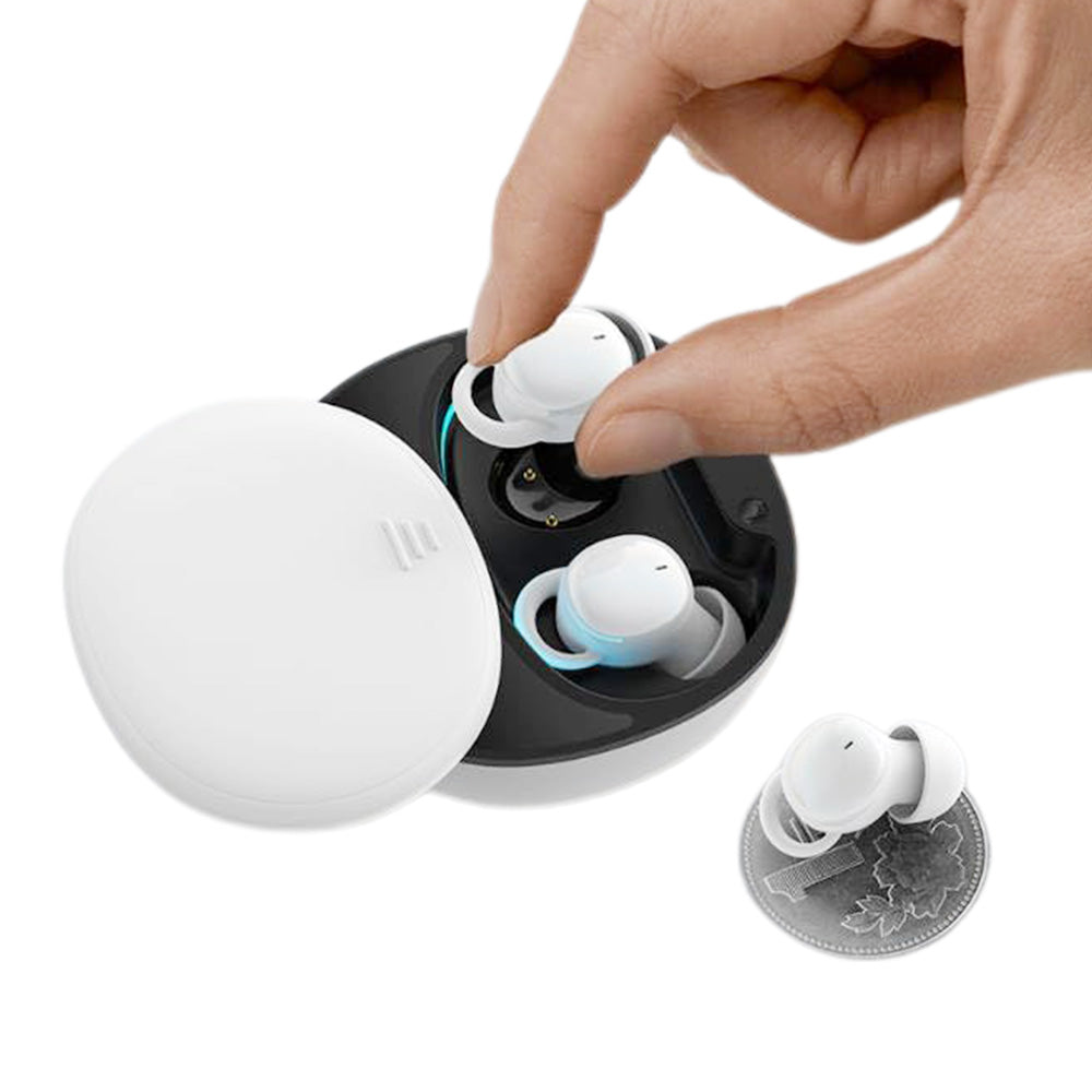 In Ear Sleep Headphones with Digital Power Display Invisible Noise Blocking Earphone for Side Sleepers White