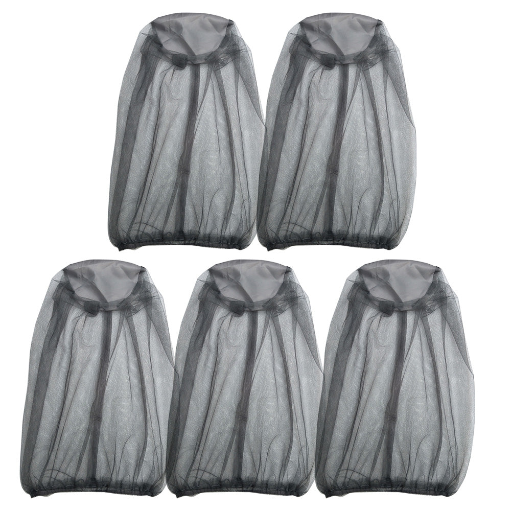 5PCS Mosquito Head Net Bug Hat for Camping Hiking Fishing and Gardening Light Gray
