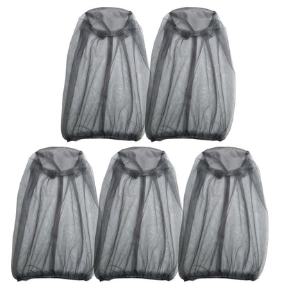 5PCS Mosquito Head Net Bug Hat for Camping Hiking Fishing and Gardening Light Gray