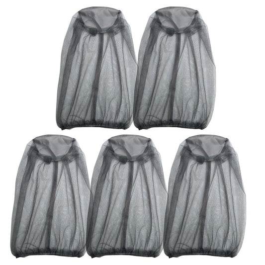5PCS Mosquito Head Net Bug Hat for Camping Hiking Fishing and Gardening Light Gray
