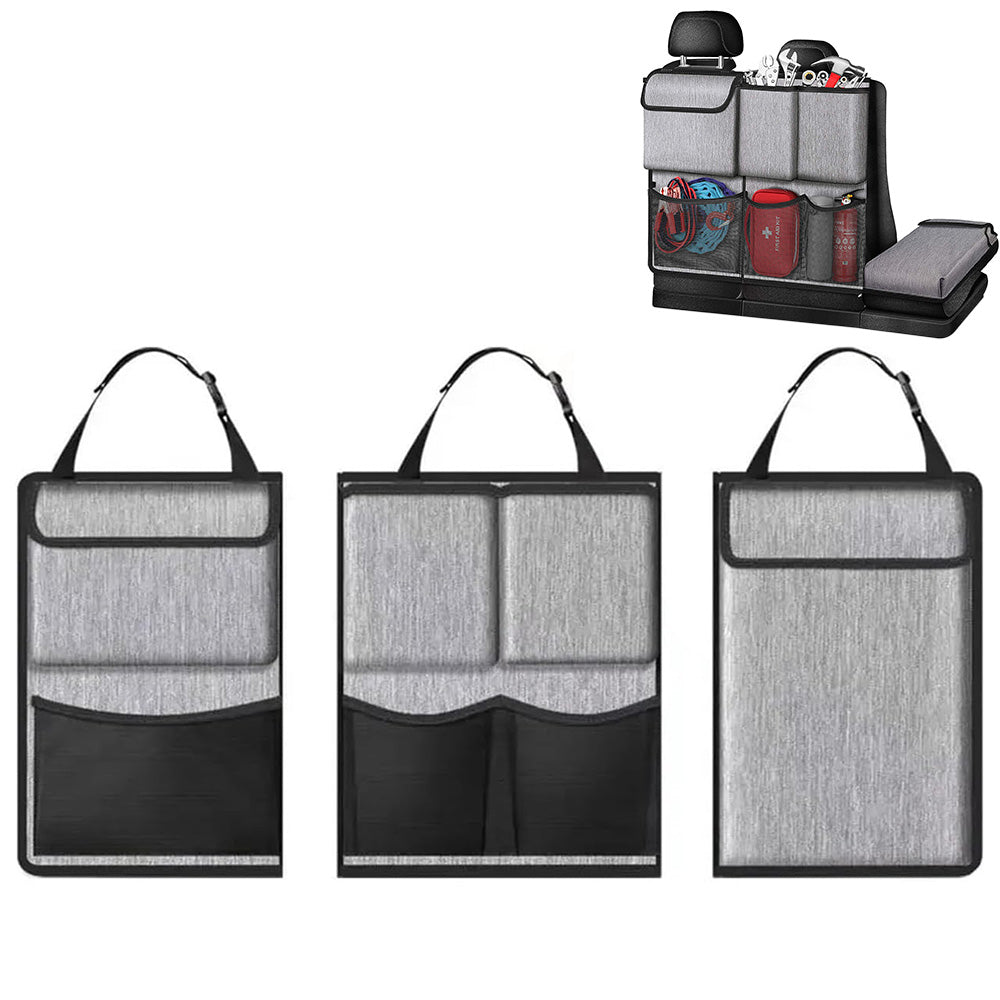 Large Capacity Car Trunk Organizer with Zippers ââ‚?Backseat Storage Grey