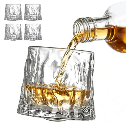 4PCS Rotating Whiskey Glass-Hammered