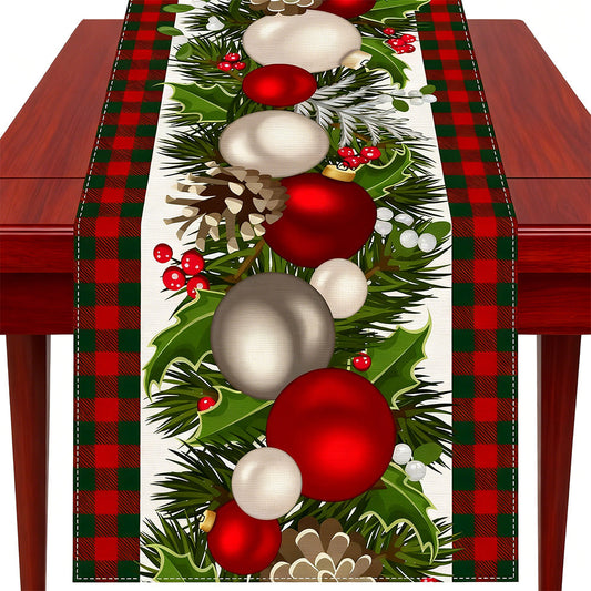 Linen Christmas Table Runner Long Farmhouse Holiday Table Decor for Kitchen Home Style 1