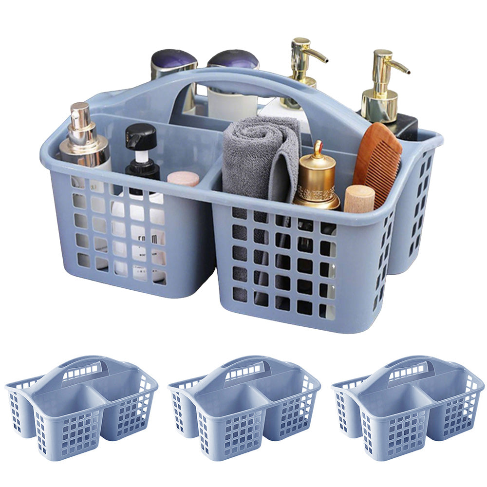 4 PCS Shower Caddy 3 Compartments Plastic Organizer Basket-Blue