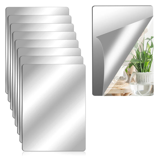 8Pcs Self-Adhesive Acrylic Mirror Wall Stickers Frameless Decorative Mirror Home Office Decor