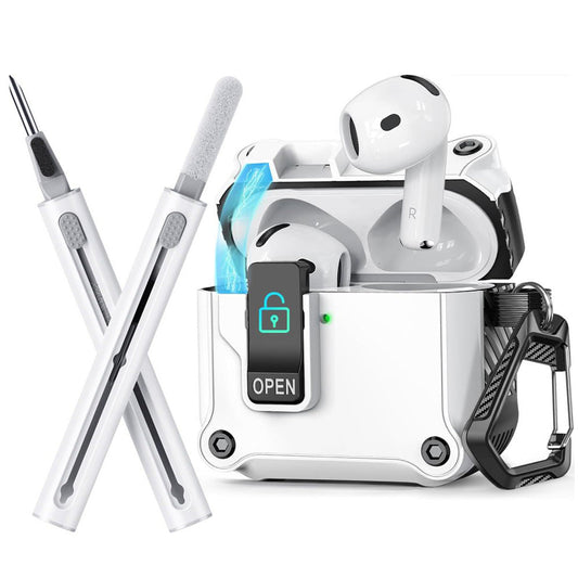 Compatible with AirPods 4th Gen Protective Case Cover with 2 Cleaning Pens White