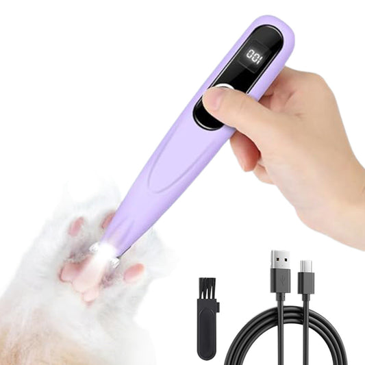 Cordless Pet Paw Trimmer with LED Light Rechargeable Grooming Tool for Dog Cat Purple