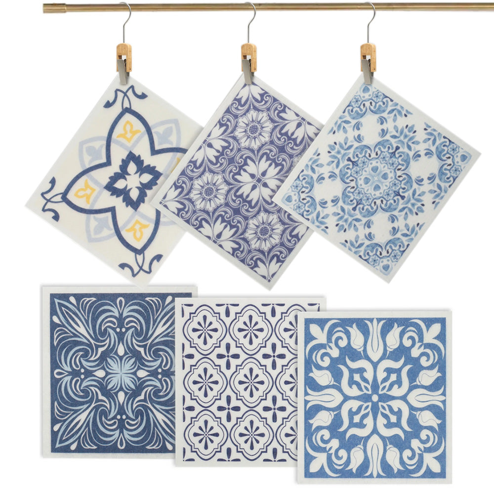 6Pcs Super Absorbent Reusable Kitchen Dishcloths Biodegradable Towels Style 1