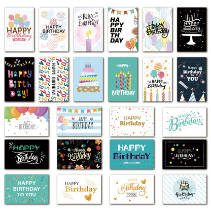 24 Piece Unique Happy Birthday Cards - Green Mixed Color