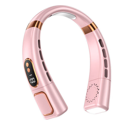 Neck Air Conditioner Wearable Personal Fan with Cooling Plate and Adjustable Airflow Pink