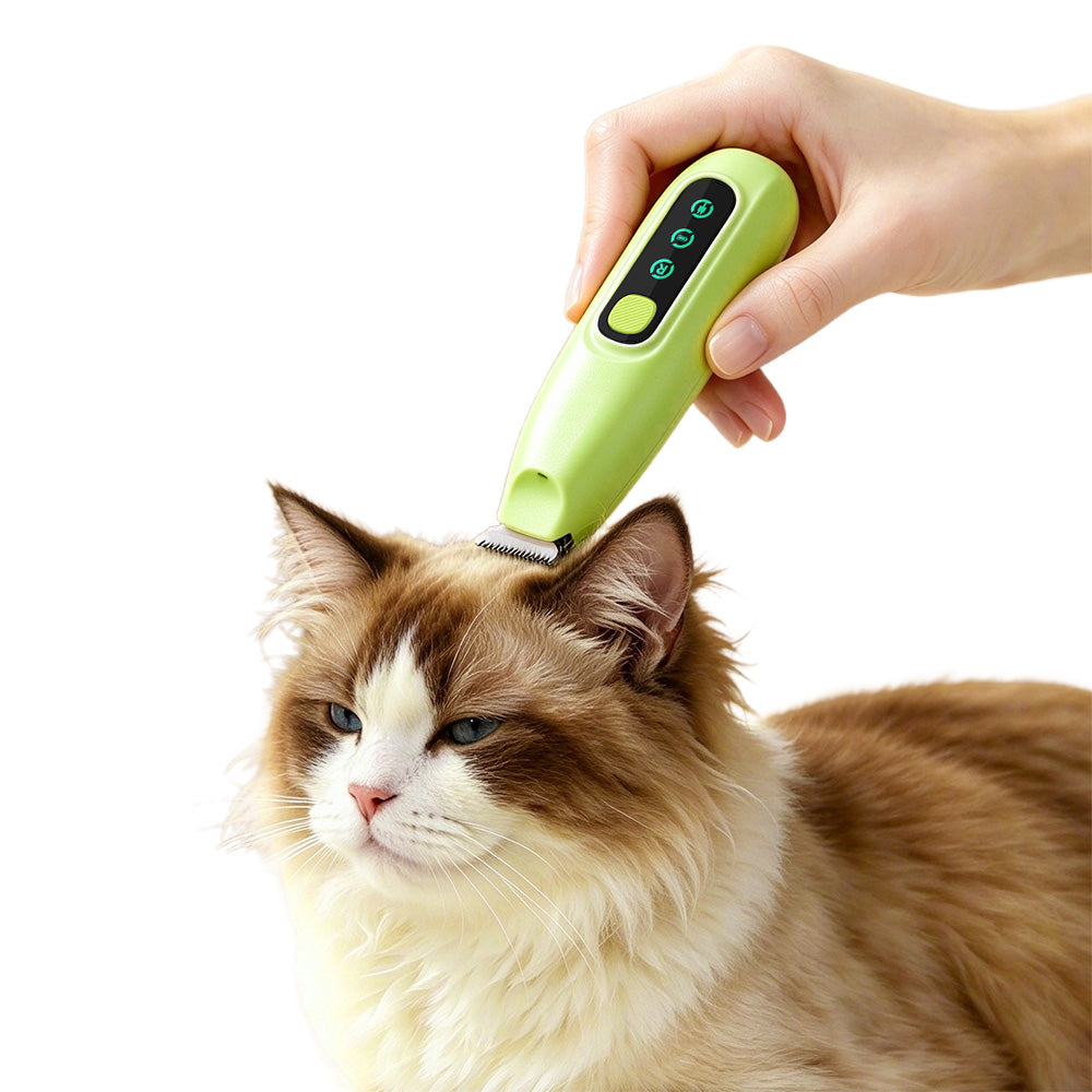 Pet Grooming Clipper Rechargeable Cat Dog Hair Trimmer with LED Light Green