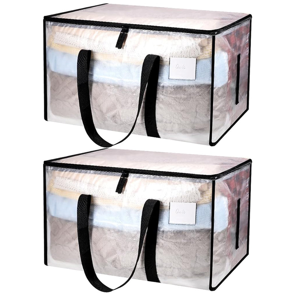 2Pcs 92L Oversized Moving Bag Transparent Christmas Holiday Heavy-Duty Storage Tote