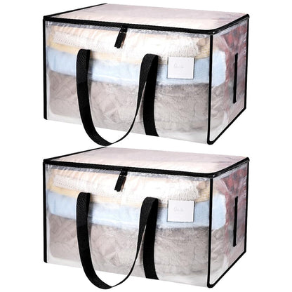 2Pcs 92L Oversized Moving Bag Transparent Christmas Holiday Heavy-Duty Storage Tote