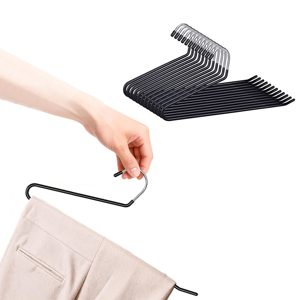 10 Pack Open Pant Hangers -Black