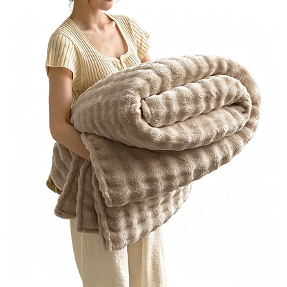 Bubble Fleece Blanket -Khaki