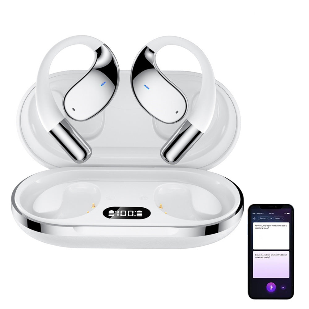 115-Language Wireless AI Translator Headphone Bluetooth Earbuds with Charging Case White