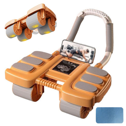 4-Wheel Automatic Rebound Ab Roller with Elbow Support Ab Exercise Machine Orange