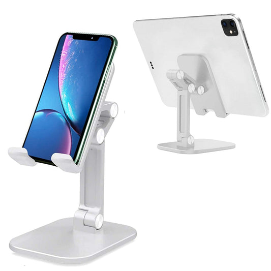 Foldable Desktop Stand for Tablet Cell Phone Adjustable Ergonomic Holder Mount White