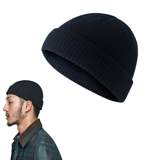 Unisex Mini Fisherman Beanie Winter Spring Hat Knitted Cap Black