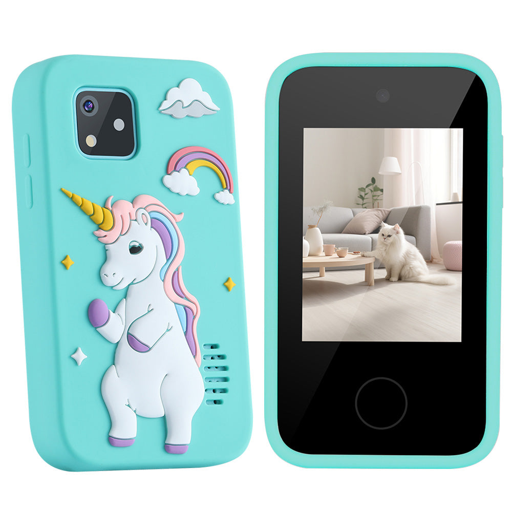 Kids Dual Camera Smart Phone Toys Touchscreen Cell Phone Learning Toy Cyan