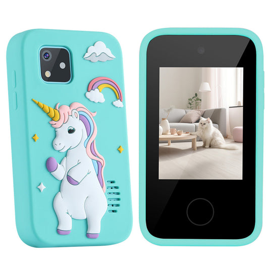 Kids Dual Camera Smart Phone Toys Touchscreen Cell Phone Learning Toy Cyan