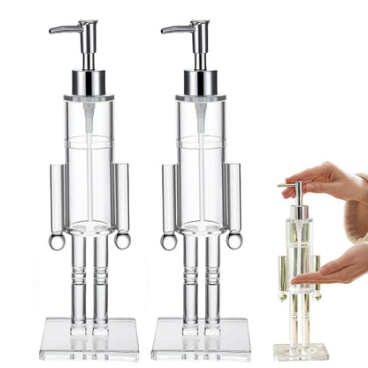 2-Pack Christmas Nutcracker Soap Dispenser Clear Plastic Liquid Pump for Bathroom