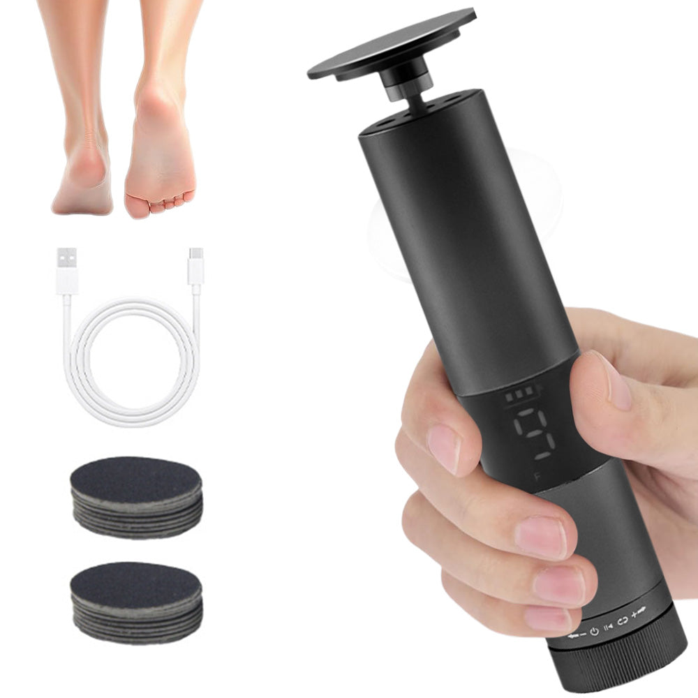 9-Speed Adjustable Electric Foot Callus Remover Digital Display Rechargeable Foot Sander Pedicure Tools with Sandpaper Disks Black