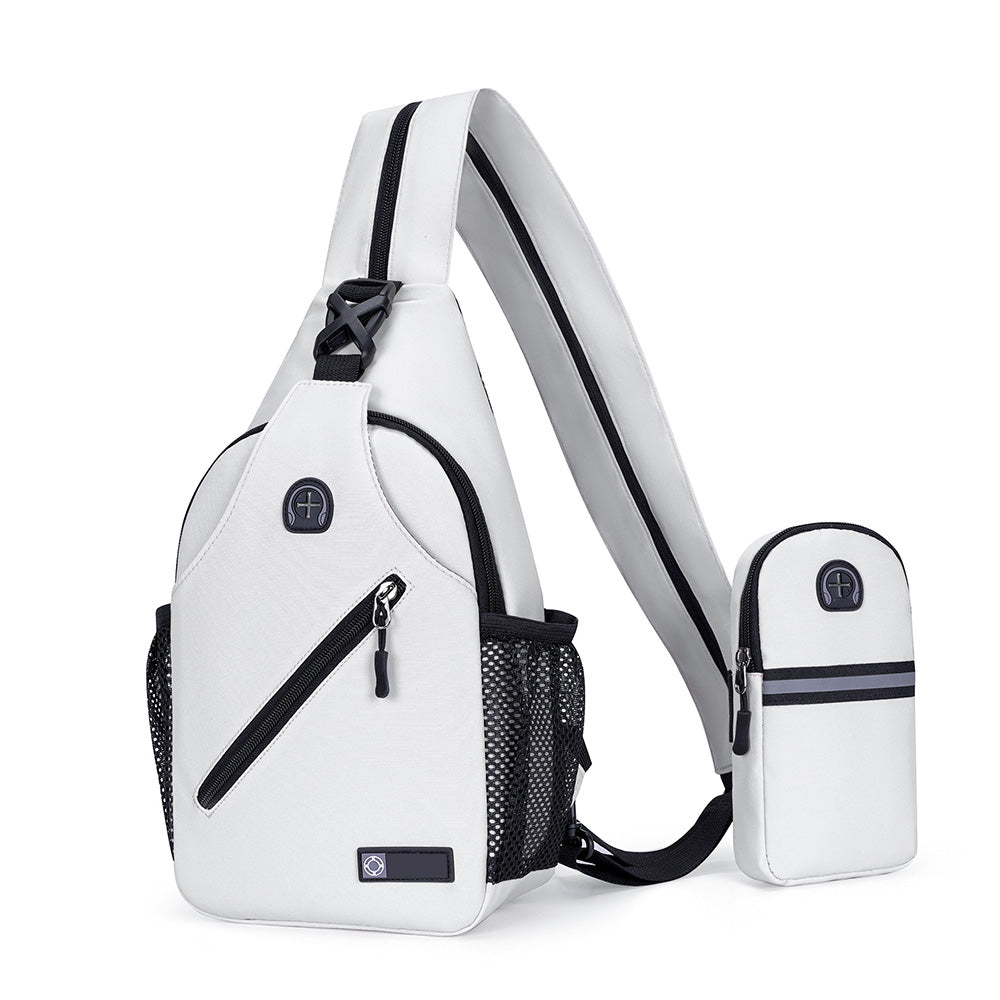 Travel Crossbody Chest Bag for Men and Women Adjustable Sling Backpack White