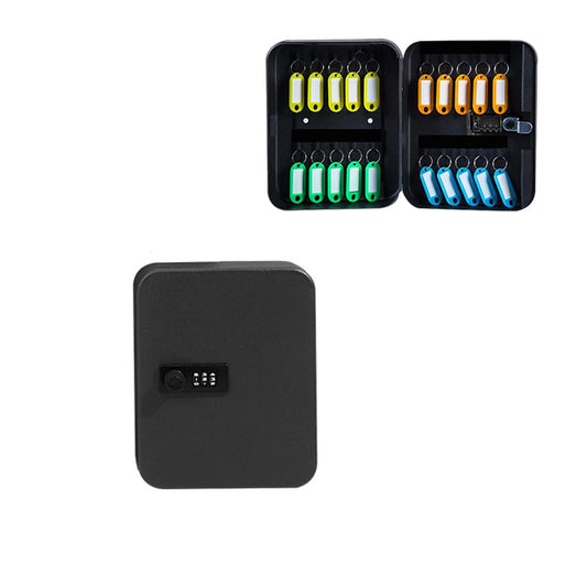 For 20 Keys Key Safe Lock Cabinet Storage Box Security Combination Code Key Lock Box for Home Office Property Black