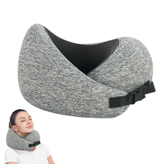 Memory Foam Pillow for Sleep Travel Neck Pillow with Storage Bag Light Grey
