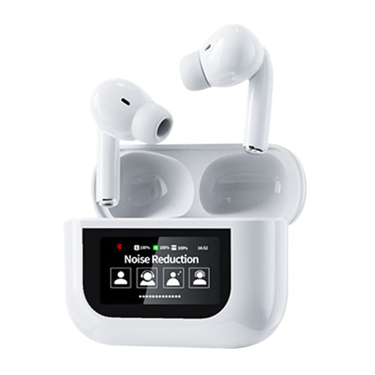 Wireless Bluetooth Earbuds with Multifunctional Touch Screen Charging Case Stereo Sound Headphones White
