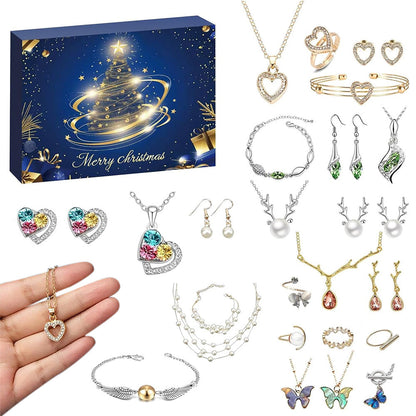 24 Days Jewerly Countdown to Christmas Calendar Xmas Necklace Earrings Bracelet Advent Calendar Surprise Box Style 2