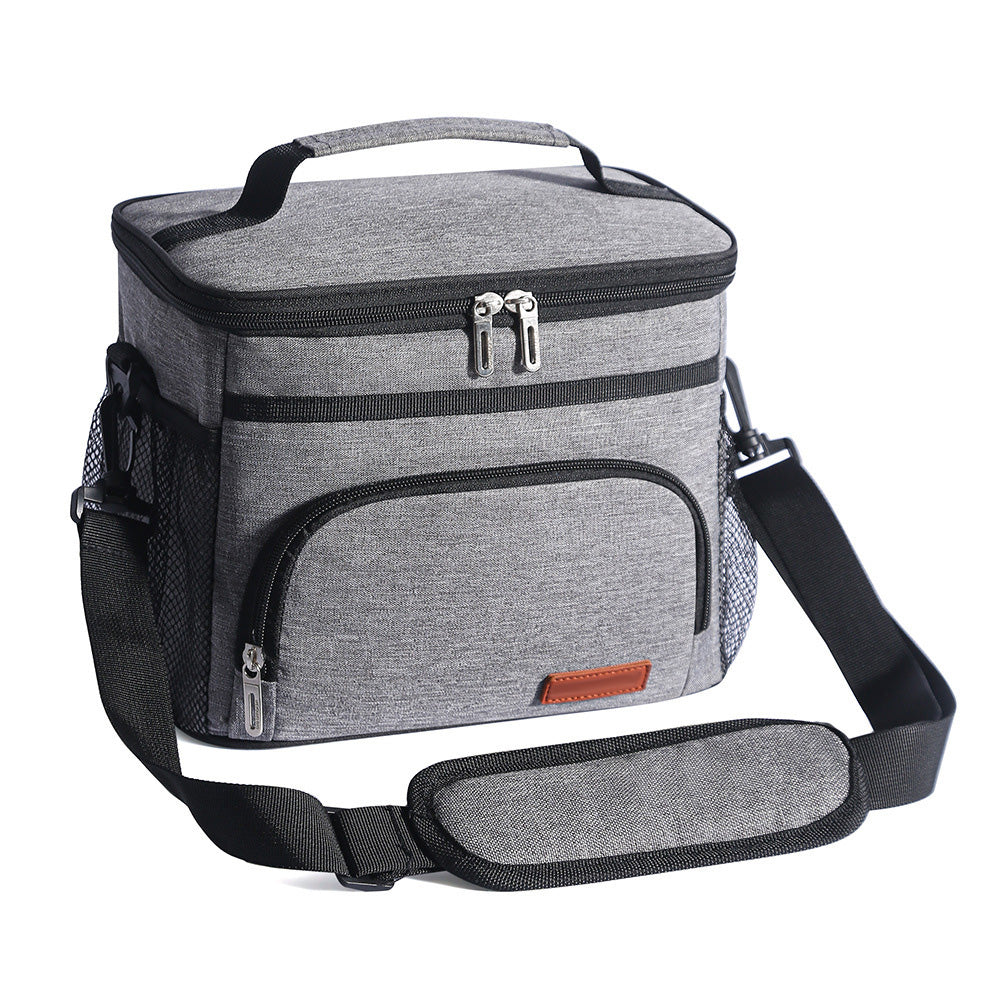 Insulated Lunch Box Leak-Proof Cooler Bag with 4 Pockets Gray