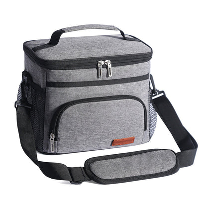 Insulated Lunch Box Leak-Proof Cooler Bag with 4 Pockets Gray