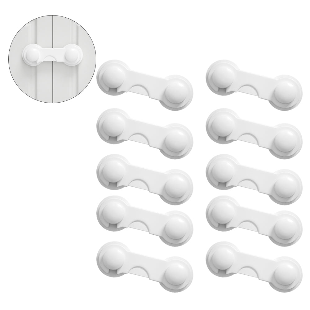 Set of 10Pcs Child-Proof Cabinet Locks Self-Adhesive Fridge Lock Child Safety Latches White