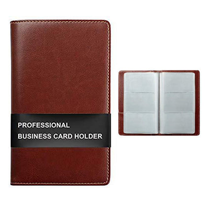 120-Slot Capacity Business Card Holder Album-Reddish Brown